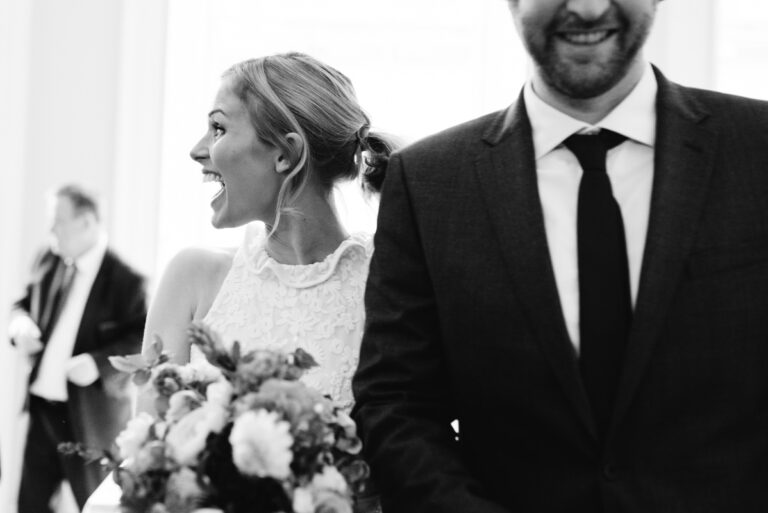 B&W Bride and Groom Just Married Micro Art Gallery Wedding
